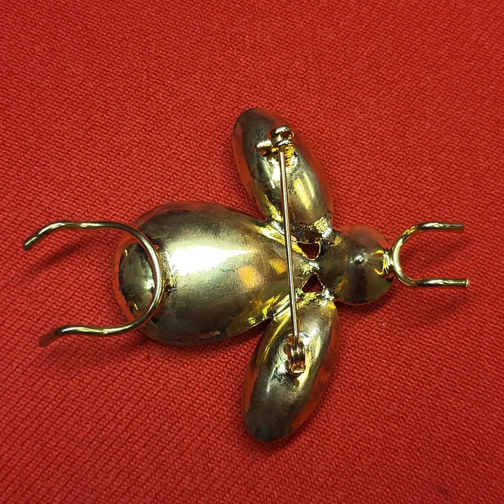 VTG Bee Brooch Lucite Citrine Topaz Orange Golden Yellow Faceted Large Insect Cr - Picture 9 of 12